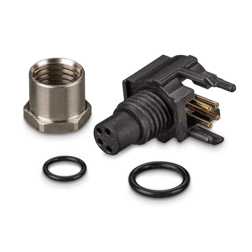 Разъём питания M8, 4 контакта (female), угловой