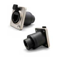 Переходник RJ45 на корпус, 8P8C, для внешнего монтажа IP65, гнездо-гнездо, черный